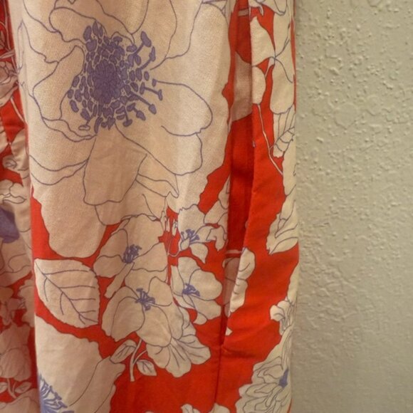 ANTHROPOLOGIE MAEVE Sleeveless Square-Neck Drop-Waist Midi Dress Red Floral S - Picture 5 of 9